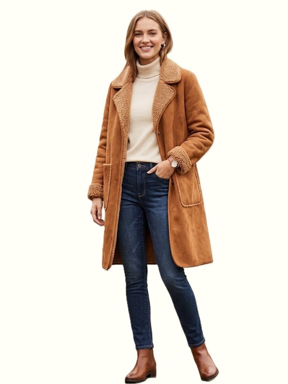 MICHAEL Michael Kors Faux Shearling Coat Cappuccino Size M NEW!